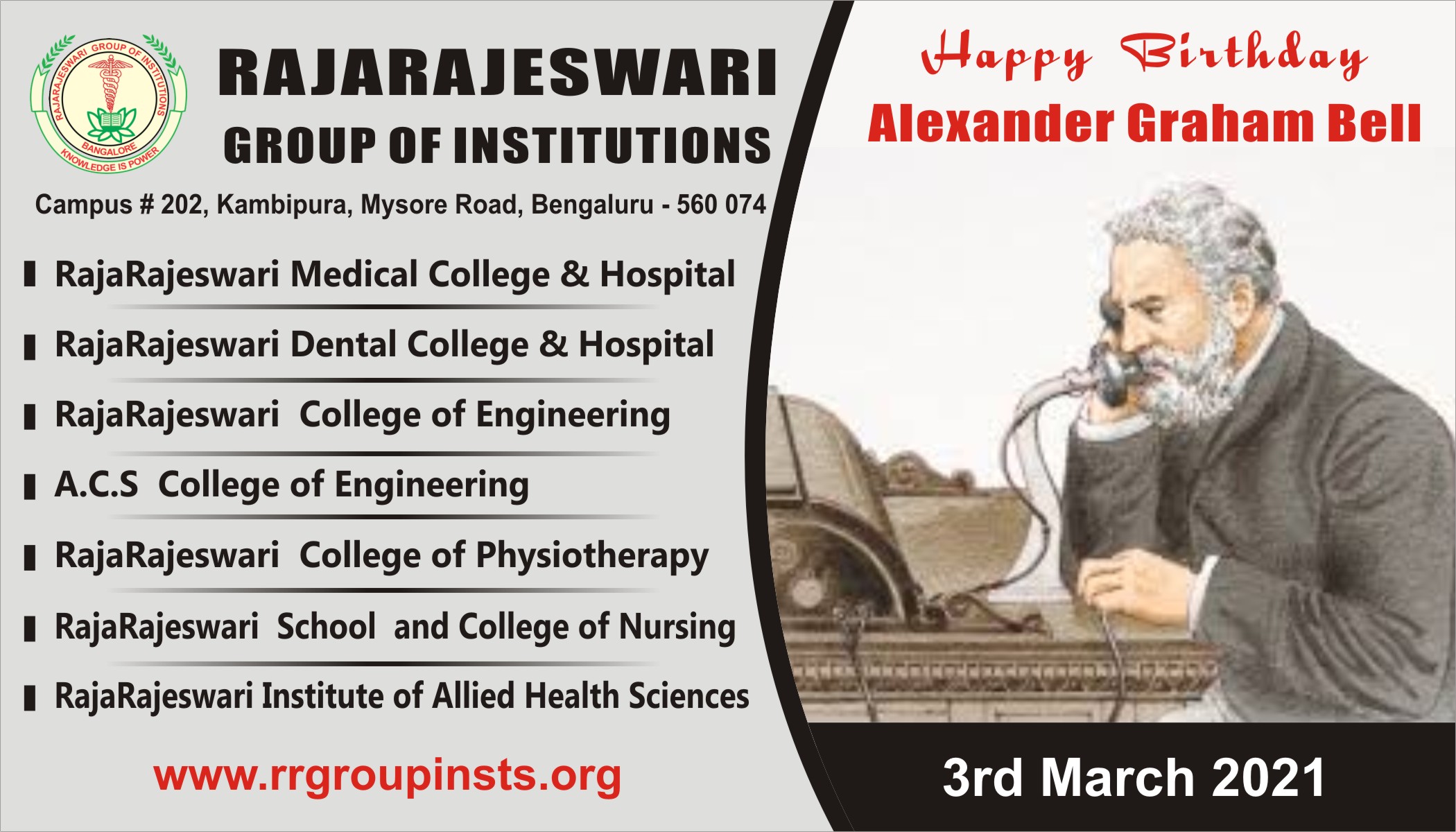 Alexander Graham Bell's Birthday | Rajarajeswari College of Physiotherapy