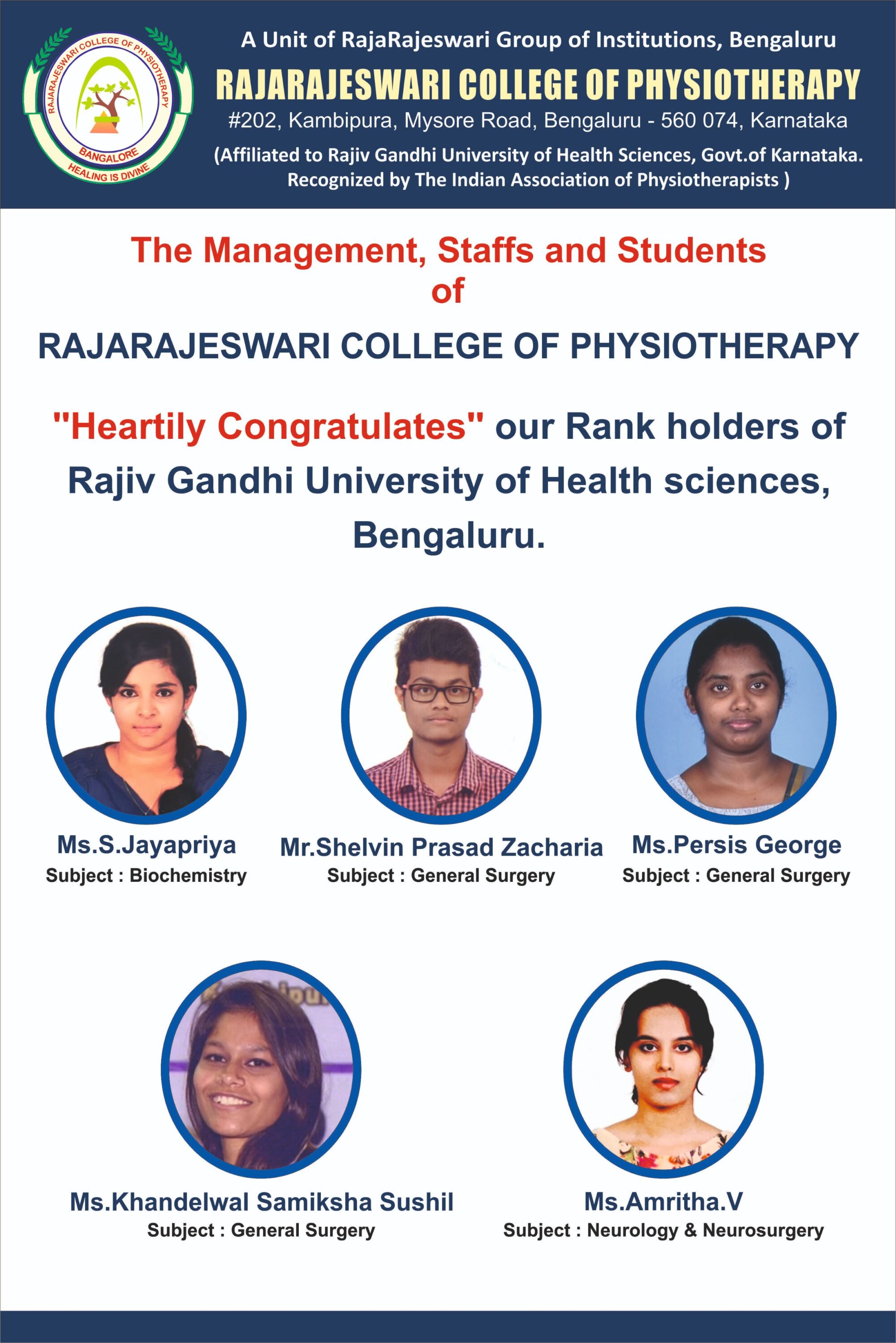 RRCP- RGUHS Rank Holders