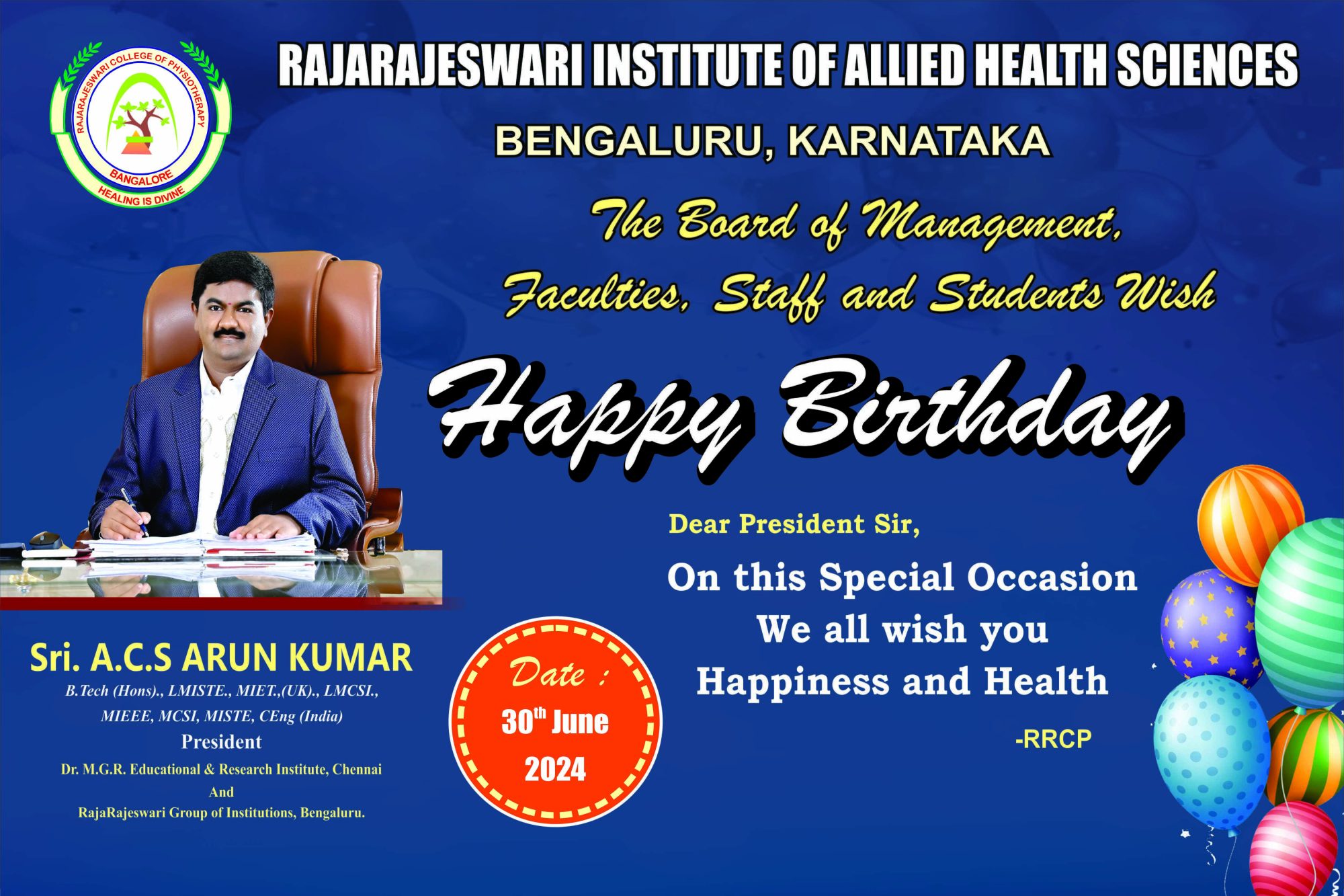 Happy Birthday to our President  Arun Kumar