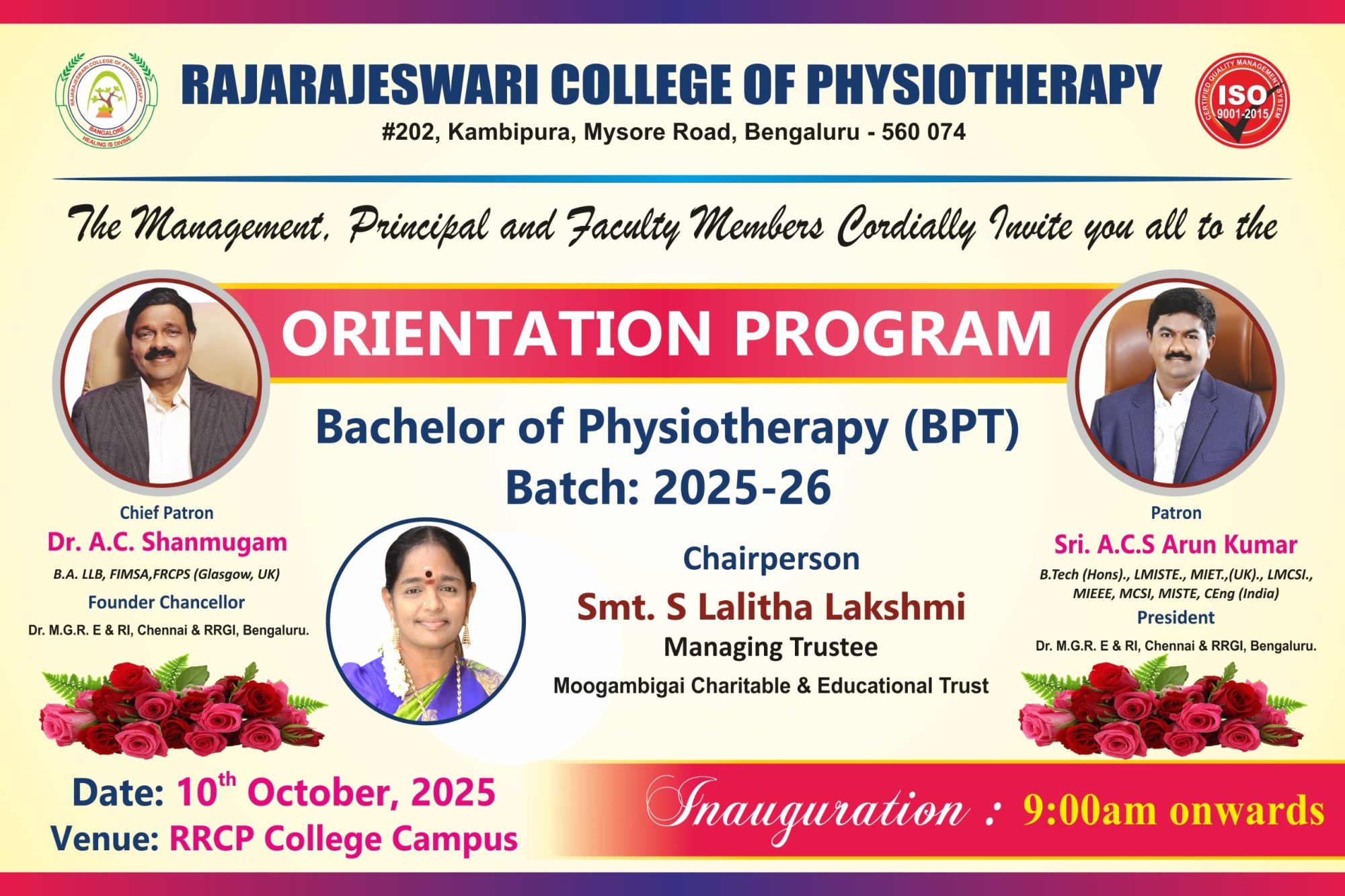 1st Year BPT Students Orientation for AY 2025-26