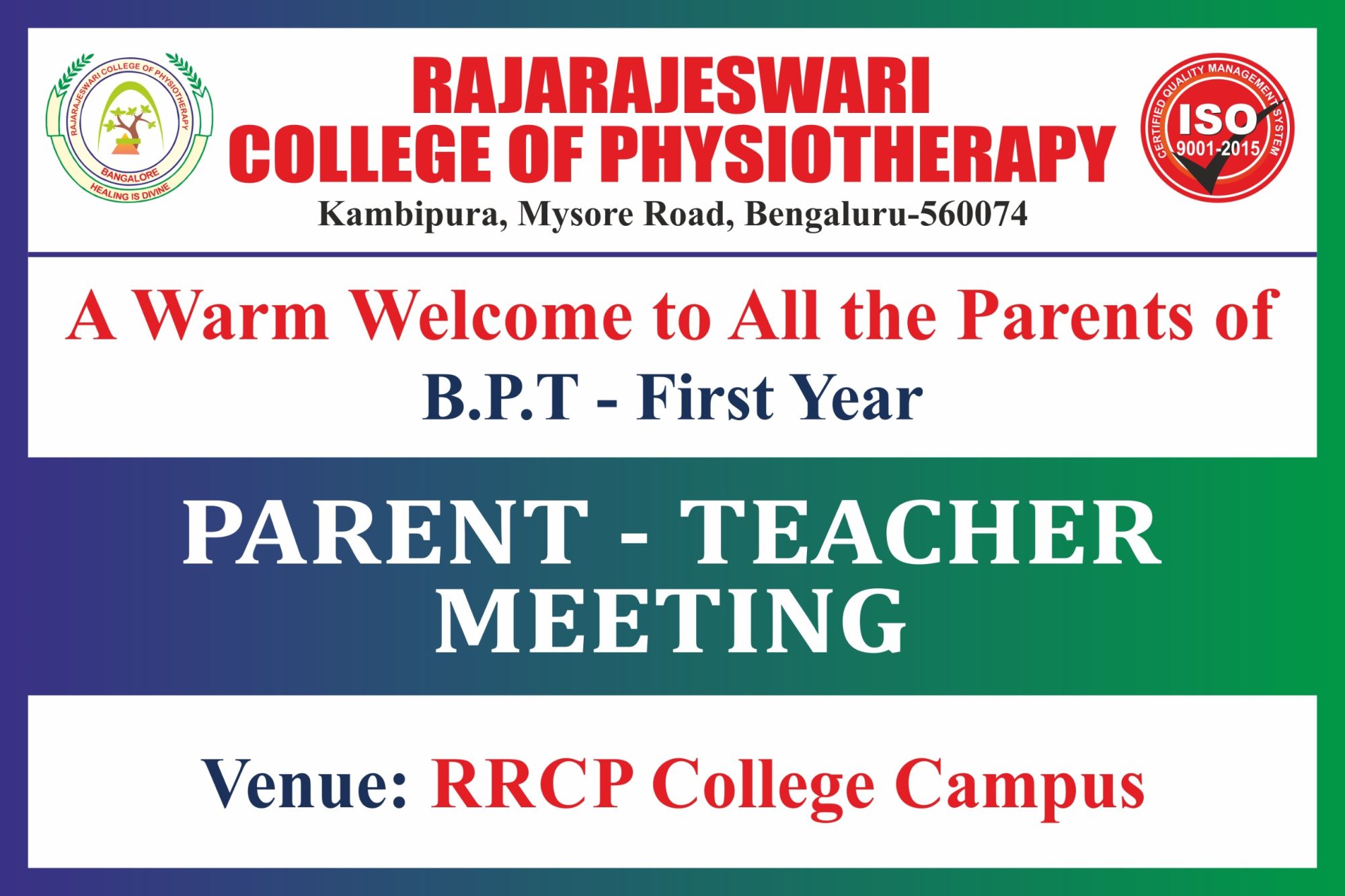 Parent-Teacher Meeting for B.P.T First Year students